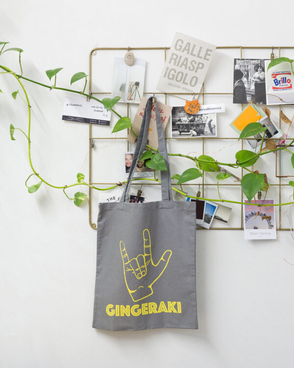 GINGERAKI Tote Bag {grey/yellow} - Image 2