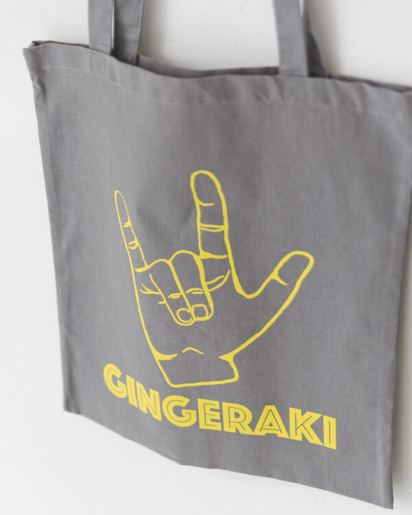 GINGERAKI Tote Bag {grey/yellow} - Image 3